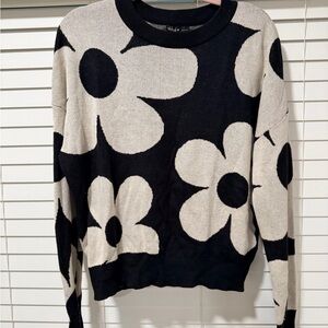 Marimekko Black & Cream Floral Crewneck Sweater